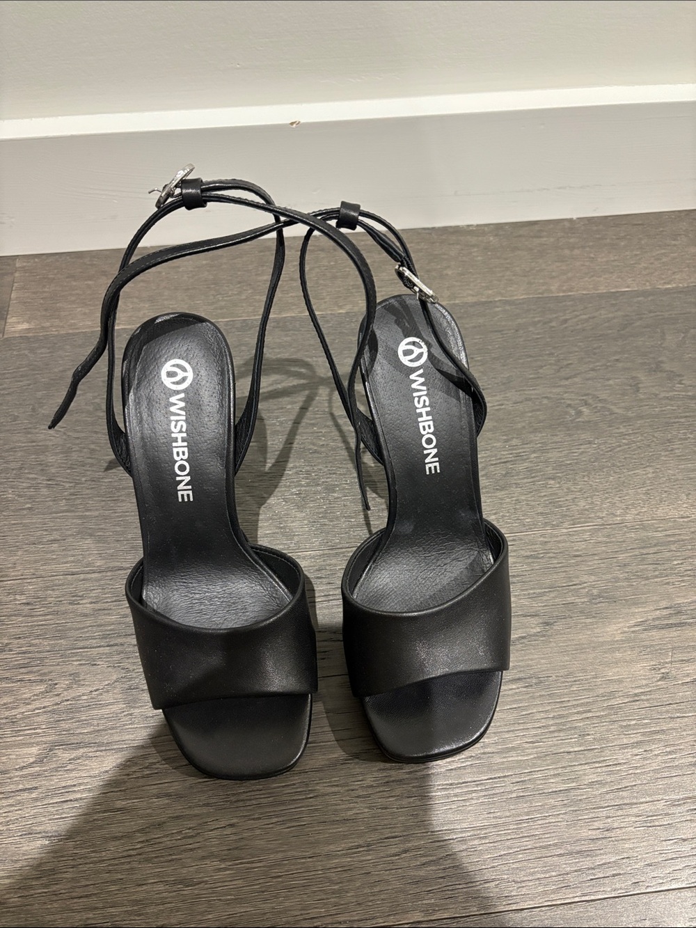 Nine West Black Strappy Ankle-Tie Heels